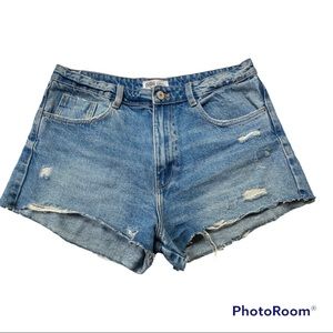 Zara Authentic TRF Denim Cut Off Jean Shorts Size 10/30 Distressed High Rise